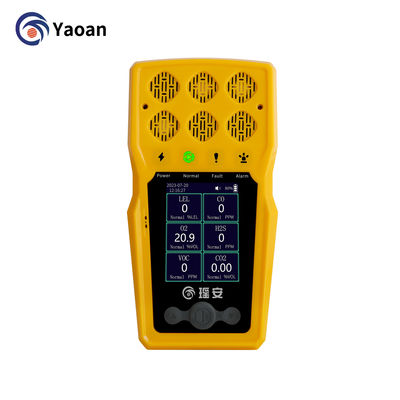 เครื่องตรวจจับก๊าซแบบพกพา 6 ใน 1 เครื่องตรวจจับการรั่วก๊าซ C2H4 CO2