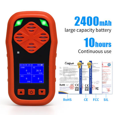 YA-CDX4 เครื่องตรวจจับก๊าซส่วนตัว H2S O2 CO LEL 4 เครื่องตรวจจับการรั่วระเหยก๊าซแบบพกพา